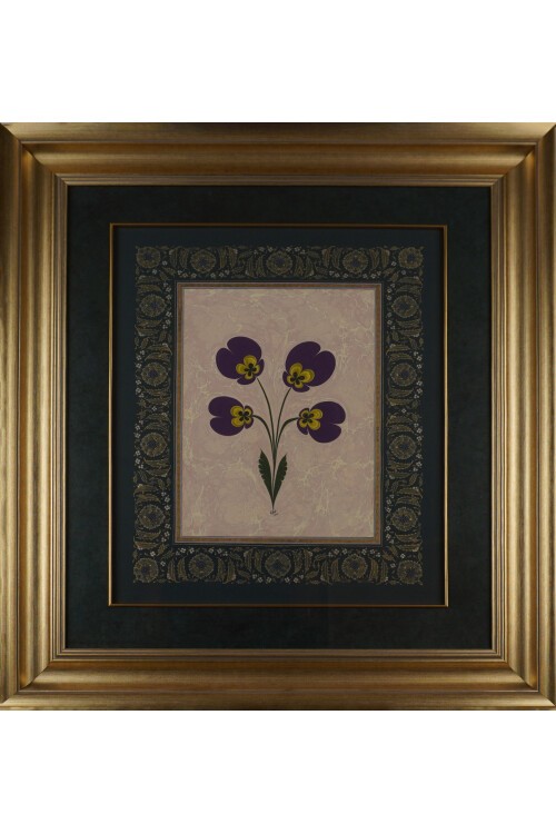 Menekşe Ebru etrafı tezhipli Tablo