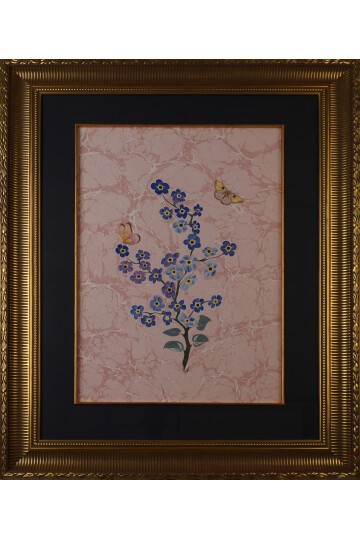 Kadife Çiçeği Ebru ve  Çifte Kelebek Tablosu